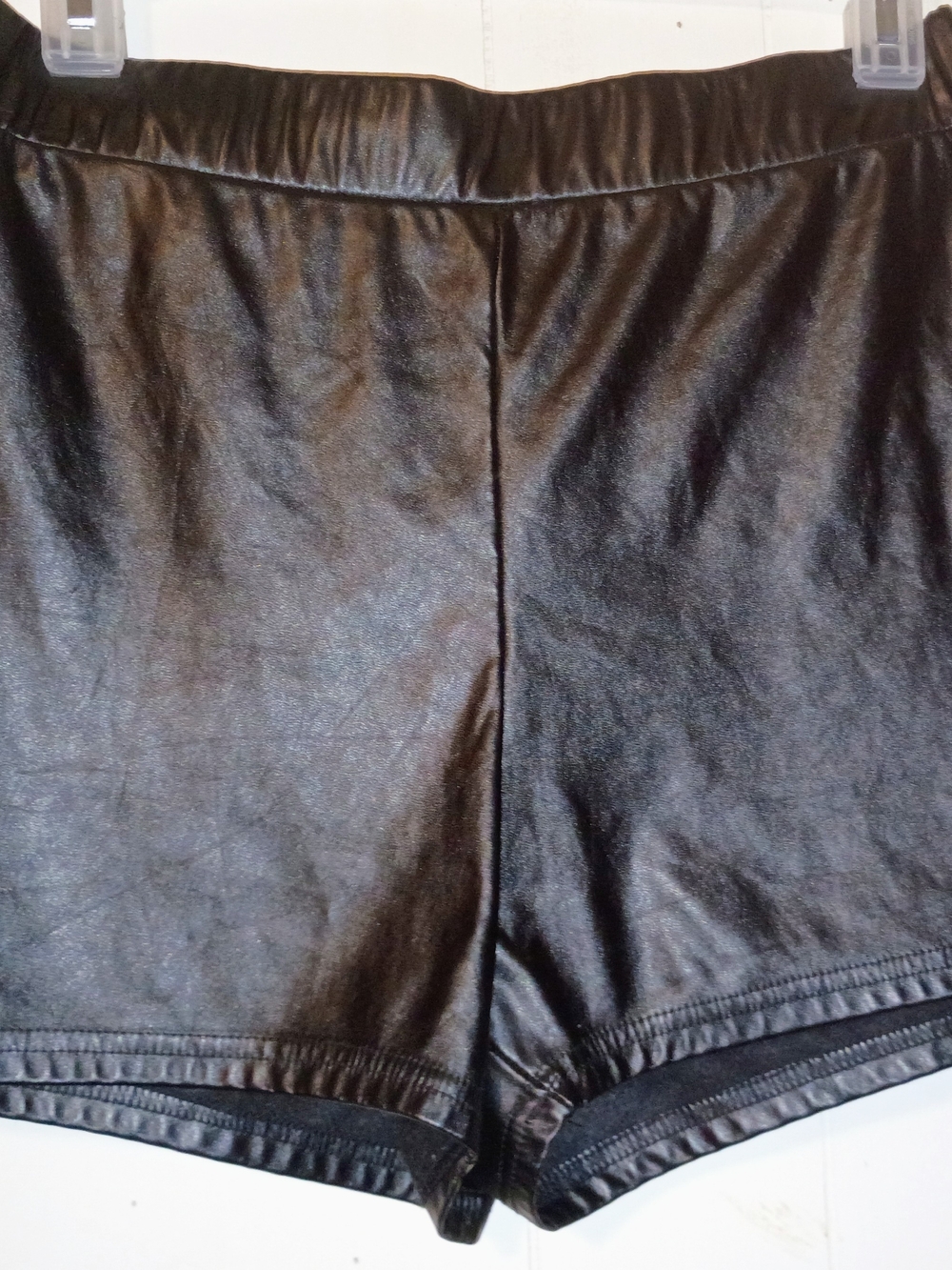 Faux Leather High Waist Shorts in Black Size XL
